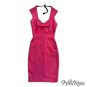 ROLAND MOURET Pink Fitted Corset Sheath Dress SZ US 8 Fits US 4-6 Best